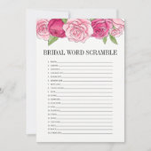 Roze Roses Vrijgezellenfeest Word Scramble Game Ka Kaart (Voorkant)