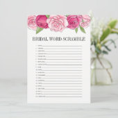 Roze Roses Vrijgezellenfeest Word Scramble Game Ka Kaart (Staand voorkant)