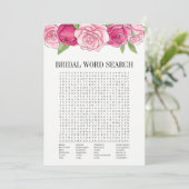 Roze Roses Vrijgezellenfeest Word Search Game Kaar Kaart (Staand voorkant)