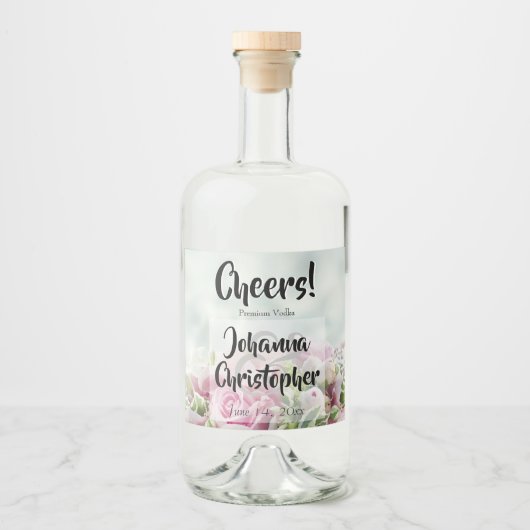 Roze Roses Weddenschap Liquor Fles Etiket (Voorkant)