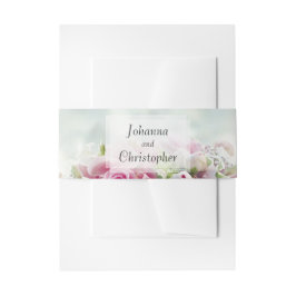 Roze Roses Wedding Belly Band Uitnodigingen Wikkel