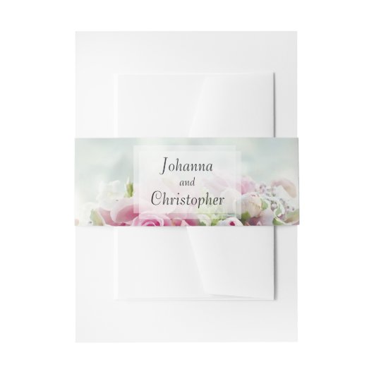 Roze Roses Wedding Belly Band Uitnodigingen Wikkel (Voorkant Voorbeeld)