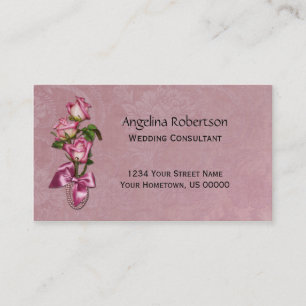 Roze Roses Wedding Consultant Visitekaartjes