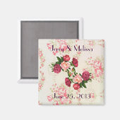 Roze Roses Wedding Favor Magnet (Voorkant / Achterkant)