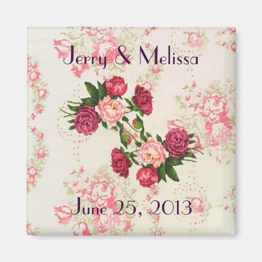 Roze Roses Wedding Favor Magnet (Voorkant)