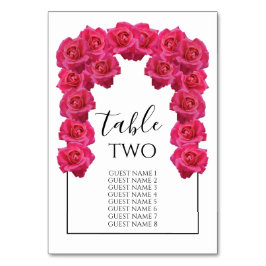 Roze Roses Wedding Guest Names Kaart