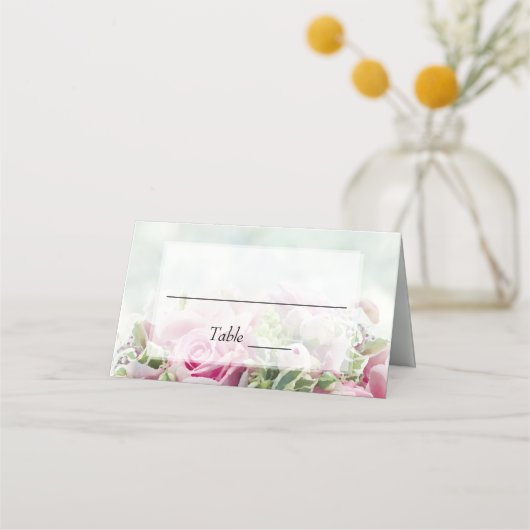 Roze Roses Wedding Place Kaarten Plaatskaartje (Voorkant)