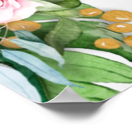 Roze Roses Wedding Seating Chart 36"x24" Poster (Hoek)