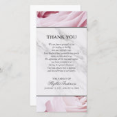 Roze Roses White Marble Memorial Service Hartelijk Bedankkaart (Voorkant / Achterkant)