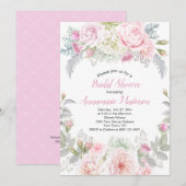 Roze Roses Wit Hydrangeas Groen Vrijgezellenfeest Kaart (Voorkant / Achterkant)