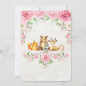 Roze Roses Woodland Meisje Baby Sprinkle Uitnodigi Kaart (Achterkant)