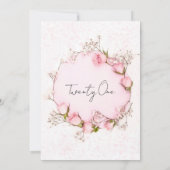Roze Roses Wreath Chic 21st Birthday Party Kaart (Achterkant)