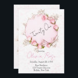 Roze Roses Wreath Chic 21st Birthday Party Kaart<br><div class="desc">Ik hoop dat je van deze roze rozen met groene bladeren zult genieten. Heel elegant voor een 21e. Birthday Party.</div>