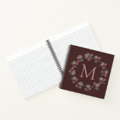 Roze Roses Wreath Monogram Burgundy Notitieboek (Binnen)