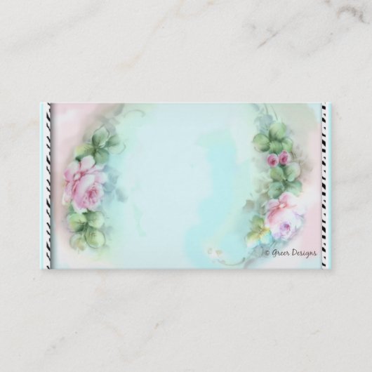 Roze Roses Zebra Print Visitekaartjes (Voorkant)