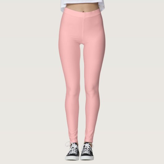 Roze Rosette Solid Color Pastel Print Leggings (Voorkant)