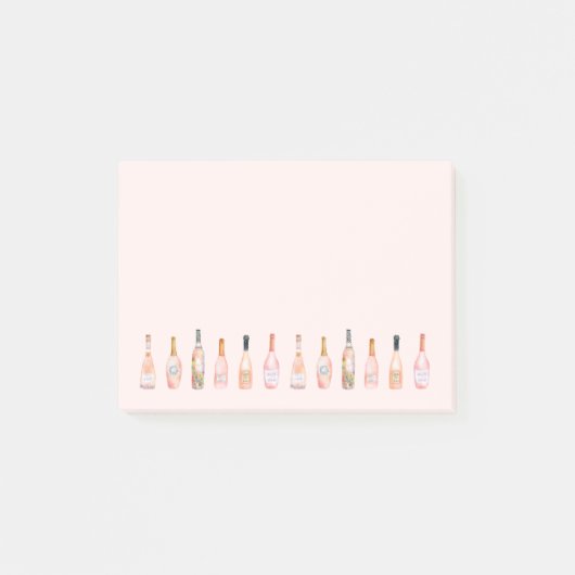 Roze roséwijnflessen waterverf illustratie post-it® notes (Voorkant)