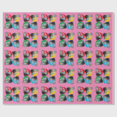 Roze ROSIE RIVETER Print Wrapping Paper Cadeaupapier (Vlak)