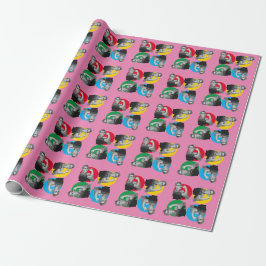 Roze ROSIE RIVETER Print Wrapping Paper Cadeaupapier