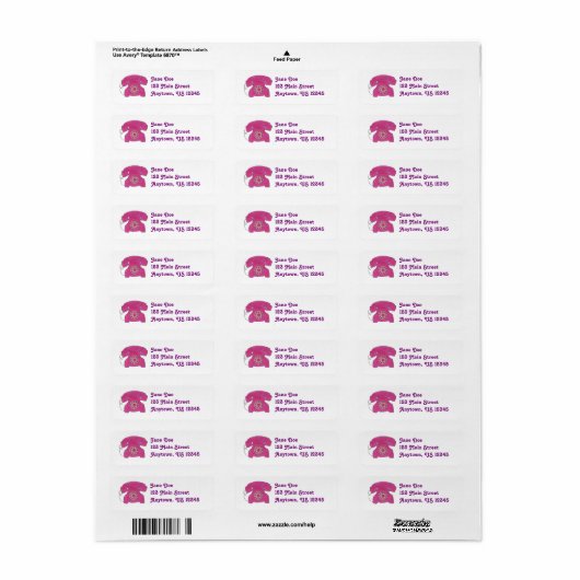 Roze Roterende Telefoonnummers roteren Adresetiket Etiket (Full Sheet)