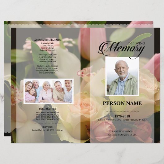 Roze rouwtemplate (Voorkant / Achterkant)