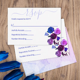 Roze, Royal Blue, Berry Violet bruiloft Bloemen RS Advieskaart