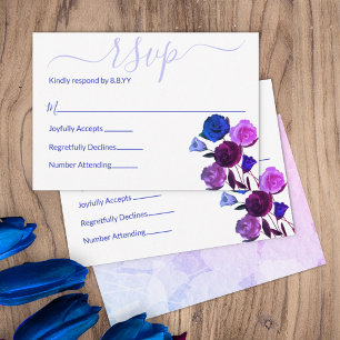 Roze, Royal Blue, Berry Violet bruiloft Bloemen RS Advieskaart