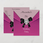 Roze Roze 21e verjaardag Uitnodiging 21 (Voorkant / Achterkant)