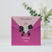 Roze Roze 21e verjaardag Uitnodiging 21 (Staand voorkant)