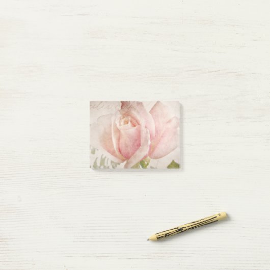Roze roze achtergrondse Rozen bloemen Post-it® Notes (Op bureau)