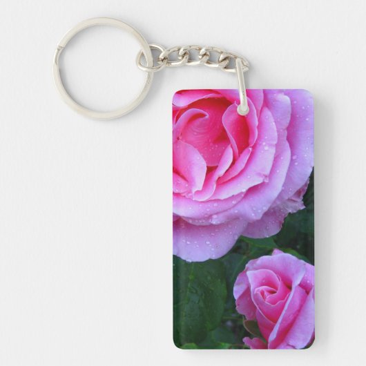 Roze roze Acrylische Sleutelhanger (Voorkant)