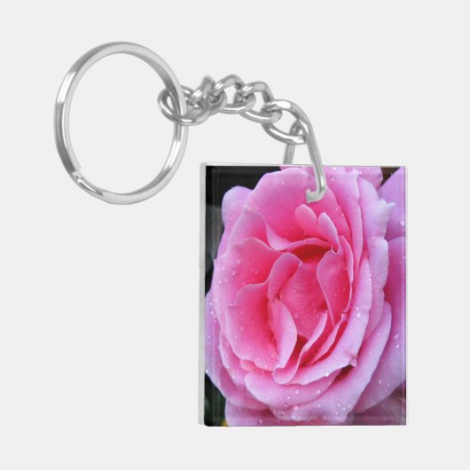 Roze roze Acrylische Sleutelhanger (Voorkant Links)