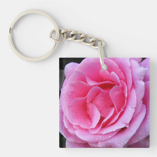 Roze roze Acrylische Sleutelhanger (Voorkant)