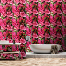 Roze Roze Afbeelding Gedrukte Wandaccenten Behande Behang