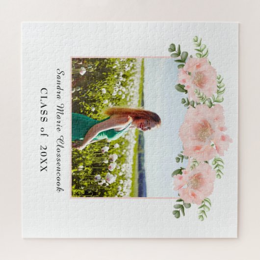 Roze roze afstuderen White Class 2021 Legpuzzel (Horizontaal)