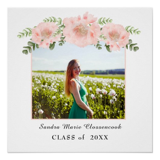 Roze roze afstuderen White Class 2021 Perfect Poster (Voorkant)