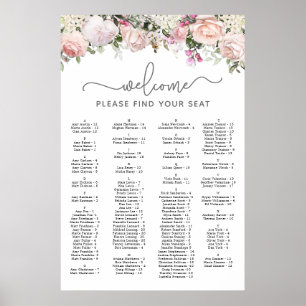 Roze roze alfabetische quinceanera-zeegrafiek poster