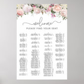 Roze roze alfabetische zoete 16-zittingsgrafiek poster (Voorkant)