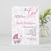 Roze roze Baby shower Kaart (Staand voorkant)