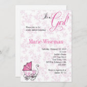 Roze roze Baby shower Kaart (Voorkant / Achterkant)