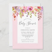 Roze roze baby shower kaart (Voorkant)