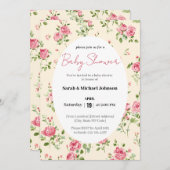 Roze Roze Baby Shower Uitnodiging (Voorkant / Achterkant)