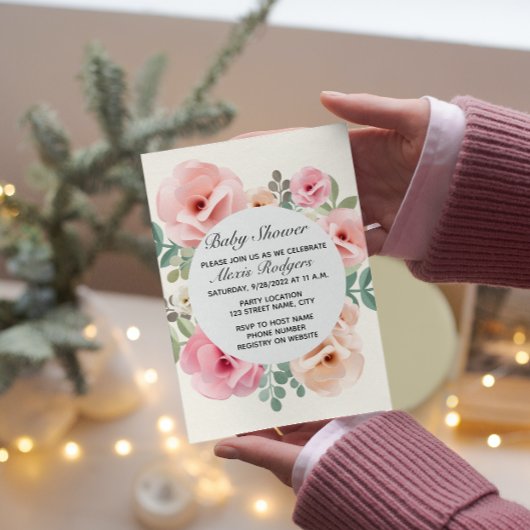 Roze Roze Baby shower Uitnodiging