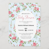 Roze Roze Baby shower Uitnodiging (Voorkant / Achterkant)