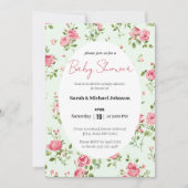 Roze Roze Baby shower Uitnodiging (Voorkant)