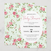 Roze Roze Baby shower Uitnodiging (Voorkant / Achterkant)