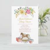  roze roze Baby shower voor het roosterpaard Kaart (Staand voorkant)