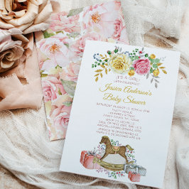 roze roze Baby shower voor het roosterpaard Kaart