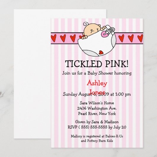 Roze, roze, babyluidere schoeisel kaart (Voorkant / Achterkant)