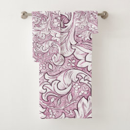 Roze Roze Barok Weelderig Blad Bad Handdoek